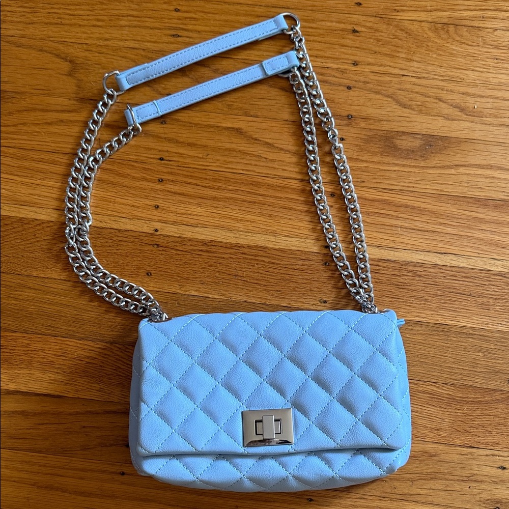 INC International Concepts Light Blue Quilted Shoulder Bag